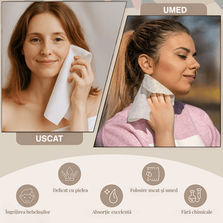 CLEAR SKIN - Prosoape Faciale XL Din Vascoza De Bumbac Super Absorbante De Unica Folosinta